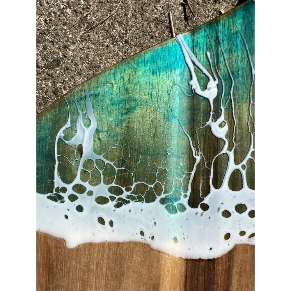 X-large Acacia/Resin charcuterie cheese bread board with handle 22.5” x 17”